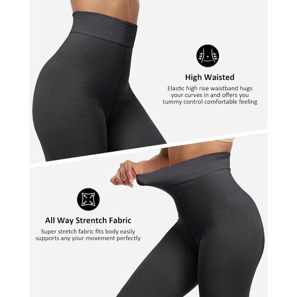 Winter Warm Fleece Lined Grey Leggings Women Thick Thermal Velvet Tights Wear - Picture 3 of 5